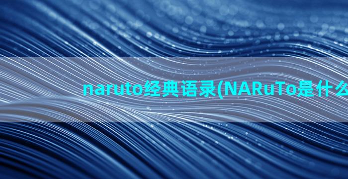 naruto经典语录(NARuTo是什么意思)